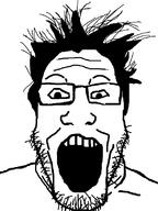 glasses hair looking_at_you markiplier open_mouth palindrome_milestone retard soyjak stubble teeth template variant:markiplier_soyjak youtube // 600x800 // 24.4KB