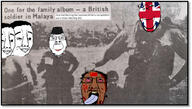 4soyjaks ack army asia beard blood britain british british_empire brown_skin communism dead decapitated decapitation flag flag:united_kingdom glasses gore hammer_and_sickle headless irl_background irl_photo malayan malayan_emergency malaysia military mouth_open nose red_eyes soldier stubble united_kingdom variant:bernd variant:chudjak variant:cobson // 1024x581 // 207.3KB