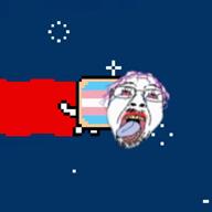 ack bloodshot_eyes crying glasses hair hanging mustache nyan_cat open_mouth purple_hair soyjak stubble tongue tranny variant:bernd video yellow_teeth // 1080x1080, 28.6s // 28.0MB