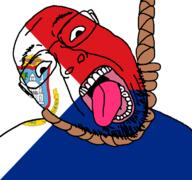 ack animal bird eagle flag flag:sint_maarten glasses hair hanging latin_text netherlands open_mouth rope sint_maarten soyjak stubble suicide teeth text tongue variant:bernd yellow_teeth // 768x719 // 71.0KB