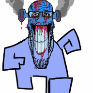 angry animated blood blue_skin calm clenched_teeth closed_mouth ear fume glasses running soyjak stretched_chin stubble subvariant:longplier variant:markiplier_soyjak // 323x450 // 248.6KB