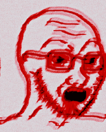 abstract bald blood blood_from_mouth blood_on_face bloodshot_eyes blur concerned eyebrows frown glasses looking_to_the_right nose nosebleed open_mouth red_eyes stubble teeth variant:soyak white_background white_skin wrinkles // 644x800 // 207.6KB