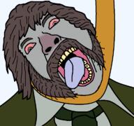 belt bloodshot_eyes disco_elysium green grey_hair grey_skin harrier_du_bois mullet mutton_chops soyjak suicide variant:bernd video_game // 768x719 // 106.2KB