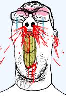 angry blood clenched_teeth closed_eyes cracked_teeth crying glasses hair nosebleed rage seething stubble subvariant:feralrage teeth v-shaped_eyebrows variant:feraljak variant:reaction_soyjak vein yellow_teeth // 456x662 // 57.7KB