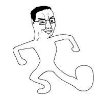 animated clean_dance closed_mouth dance full_body glasses hair smile soyjak variant:chudjak // 560x596 // 43.2KB