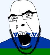 autonomous_okrug flag flag:nenets full_head glasses hair looking_to_the_right nenets_autonomous_okrug open_mouth russia soyjak stubble teeth text transparent transparent_background variant:cobson // 721x789 // 20.1KB