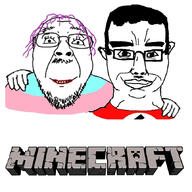 2soyjaks chud_troon_alliance closed_mouth clothes ear flag friendship glasses hair hand minecraft mustache purple_hair smile soyjak stubble subvariant:chudjak_front text tranny variant:bernd variant:chudjak video_game // 860x858 // 258.6KB