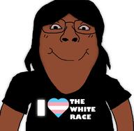 black_skin female racism subvariant:bridget subvariant:gapejak_female subvariant:science_lover transheart variant:bernd variant:gapejak variant:markiplier_soyjak white_supremacist // 800x789 // 78.6KB