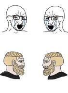 bloodshot_eyes crying glasses nordic_chad open_mouth soyjak stubble variant:soyak // 750x1020 // 95.4KB