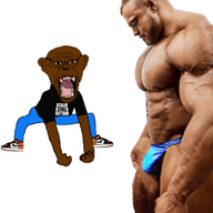 animated arm black_lives_matter black_skin clothes ear glasses hand monkey open_mouth soyjak text tongue variant:monkeyjak white_skin // 696x623 // 168.4KB