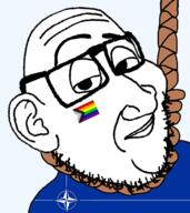 ear flag glasses lgbt nato politics pride_flag progress_pride_flag rope smug soyjak stubble suicide variant:smugjak // 429x483 // 89.3KB
