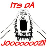 distorted glasses its_da_jooz judaism mirrored nazism open_mouth soyjak stretched_mouth stubble swastika text variant:soyak // 720x720 // 257.5KB