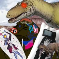 allosaurus american_flag bisexual body_pillow dinosaur flag:bisexual_pride_flag flag:united_states kike nigger slut_for_bjc star_of_david subvariant:morbidmutt torvosaurus tv_woman ultrakill v1 variant:meximutt // 1000x1000 // 1.3MB