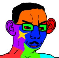angry colorful ear glasses hair mustache smile soyjak star variant:chudjak // 782x770 // 22.9KB