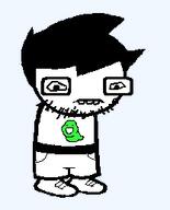 closed_mouth hair homestuck john_egbert shorts sneakers stubble subvariant:neutralplier teeth teeth_showing variant:markiplier_soyjak // 208x257 // 3.4KB