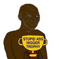 antialiased arm bald black_skin closed_mouth ear eyebrows glasses hand holding_object looking_at_you nas:award nigger nose smile smug stubble subnas:trophy subvariant:soyak_(smug) subvariant:soyak_(smug)_2 subvariant:soyak_(smug)_2_ears text trophy variant:soyak white_background wrinkles yellow_sclera // 1080x1080 // 224.9KB