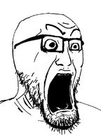 creepy glasses open_mouth scared scary screaming soyjak stubble template variant:darkiplier // 600x800 // 31.0KB
