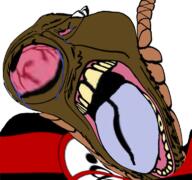 antifurry black_skin bloodshot_eyes crying deformed hanging meta:tagme rope variant:bernd // 768x719 // 478.0KB