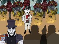 angry arm blood bloodshot_eyes clothes don't_starve fire glasses hair hat island meta:tagme monkey muscles open_mouth palm_tree punisher_face subvariant:unbotheredchud tongue tongue_out variant:bernd variant:markiplier_soyjak video_game // 2621x1957 // 2.8MB