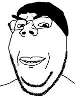 chud glasses lips smile stubble subvariant:wholesome_soyjak variant:chudjak variant:gapejak // 585x756 // 14.0KB