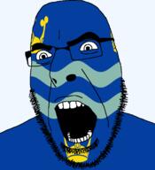 angry british cambridgeshire crown england flag flag:cambridgeshire glasses hair looking_to_the_left open_mouth soyjak stubble teeth thick_eyebrows united_kingdom variant:cobson // 721x789 // 73.0KB