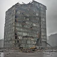 ai_generated apocalypse building car city closed_eyes closed_mouth cloudy debris disaster fog irl natural_disaster neutral realistic ruins series:objakt subvariant:neutralplier the_west_has_fallen variant:markiplier_soyjak wreckage // 1024x1024 // 1.5MB