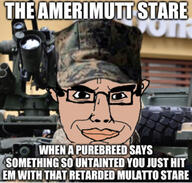 amerimutt army brown_skin irl_background marine marpat mcdonalds military stare subvariant:chudjak_front text the_stare uniform united_states variant:chudjak // 711x678 // 421.2KB