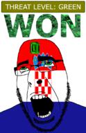 ahegao country croatia emerald flag flag:croatia gem glasses green green_eyes hair looking_up open_mouth schlog_color_event soyjak soyjak_blog stubble teeth text threat_level_green variant:cobson won // 721x1115 // 157.9KB