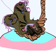 bloodshot_eyes brown_troonjak crying open_mouth rope soyjak suicide tongue transparent_background trend:slopjak variant:bernd // 768x719 // 209.9KB