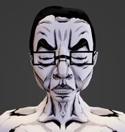 3d blender_(software) closed_eyes closed_mouth ear front_facing glasses hair soyjak variant:chudjak // 573x604 // 330.9KB