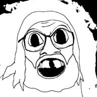 angry beard christianity deformed glasses god hair mustache open_mouth soyjak variant:feraljak // 800x800 // 25.5KB