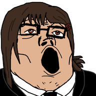anime brown_eyes brown_hair chainsaw_man clothes glasses hair kobeni necktie open_mouth soyjak variant:tony_soprano_soyjak white_skin // 600x600 // 161.6KB
