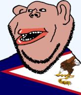 american_samoa amerimutt animal bird black_sclera brown_skin clothes eagle ear flag flag:american_samoa hair lips mutt open_mouth soyjak stubble subvariant:impish_amerimutt territory transparent_background united_states variant:impish_soyak_ears // 685x800 // 94.6KB