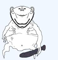 closed_mouth dildo ear fangs full_body holding_dildo holding_object monster noise smile soyjak stubble variant:impish_soyak_ears // 1588x1636 // 352.0KB