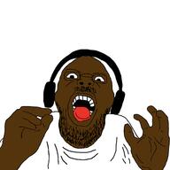 black_skin earpiece gamer gaming glasses hand hands_up headphone headphones ishowspeed moustache mouth_open nigga nigger open_mouth stubble // 520x520 // 56.7KB