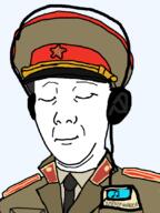 cassette closed_eyes closed_mouth clothes collar_tabs collared_shirt communism cyrillic_text ear epaulettes hammer_and_sickle hat hat_ornament headphones kgb kuz military_uniform necktie neutral smile smirk soviet_army_uniform soviet_union soyjak star_(symbol) star_hat_ornament uniform variant:kuzjak // 810x1080 // 162.1KB