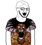 crazed glasses looking_at_you schizo soyjak stubble subvariant:schizojak subvariant:soyak_(crazed) variant:markiplier_soyjak variant:soyak // 650x700 // 349.1KB