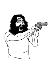 beard closed_eyes clothes forehead_lines glasses gun hair holding_object nose open_mouth pistol screaming teeth template transparent_background variant:psychokid // 838x930 // 42.1KB