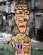 award cartel fecal_matter irl_background open_sewer shirtless subvariant:euroaryan subvariant:euromutt tattoo texas_vs_mexico variant:markiplier_soyjak // 2475x3138 // 5.2MB