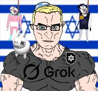 ack blond blue_eyes buff chad clothes flag:israel forsaken full_body grok gubby hat israel judaism kike kike_nose kikewaffen kippah rabbit roblox rope subvariant:muscular_chud swastika tranny troon variant:bernd variant:chudjak white_skin // 1059x979 // 338.1KB