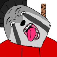 ack animal beanie clothes fur open_mouth raccoon red_jacket rocky rocky_rakoon rope suicide teeth tongue variant:bernd // 1280x1280 // 275.7KB