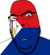 animal bird eagle flag flag:sint_maarten full_head glasses hair latin_text looking_at_you netherlands open_mouth sint_maarten smile soyjak stubble teeth text variant:cobson // 775x849 // 52.5KB