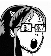 anime ear glasses horn lum lum_invader manga open_mouth soyjak stubble variant:soyak variant:unknown // 365x400 // 91.6KB