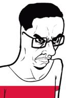 angry arm closed_mouth clothes country flag flag:poland glasses hair poland soyjak subvariant:chudjak_seething tshirt variant:chudjak // 899x1078 // 134.5KB
