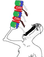 arm can coke drinking glasses hand holding_object liquid mustache open_mouth soyjak sprite sproke stubble text variant:6soylent // 1774x2298 // 294.4KB