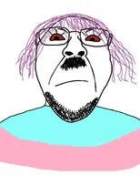 beard bloodshot_eyes closed_mouth flag:transgender_pride_flag glasses meta:not_oc purple_hair red_eyes subvariant:59_percent tranny transgender_flag troon troonella variant:bernd // 1230x1538 // 166.6KB