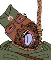animal army beard bloodshot_eyes brown_skin chetniks chicken collar hanging military_uniform mutt obese sajkaca serbia serbian shitskin skull skull_and_bones uniform variant:bernd // 1677x1970 // 457.2KB
