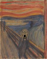 brown_skin glasses hand hands_up painting stubble subvariant:ppplier the_scream variant:markiplier_soyjak variant:ppp // 800x993 // 1.5MB