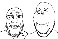 2soyjaks aliased are_you_soying_what_im_soying bald glasses looking_at_each_other raised_eyebrow series:trios_&_duos smirk soyjak stubble subvariant:grinplier subvariant:wholesome_soyjak template transparent_background variant:gapejak variant:markiplier_soyjak // 1200x800 // 27.3KB
