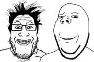 2soyjaks are_you_soying_what_im_soying glasses hair looking_at_you smirk soyjak stubble subvariant:wholesome_soyjak variant:gapejak variant:markiplier_soyjak // 1200x800 // 109.5KB